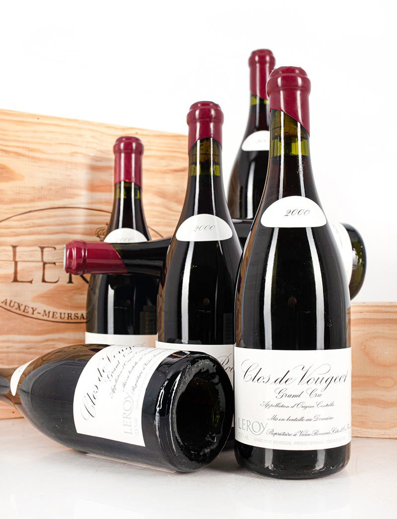 Lots 380-381: 3 bottles each 2000 Domaine Leroy Clos de la Roche & 2000 Domaine Leroy Clos Vougeot